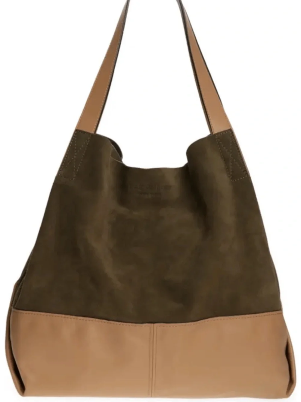 Rag & Bone Passenger Oversized Olive Green‎ and Taupe Suede Large Shoulder Bag
